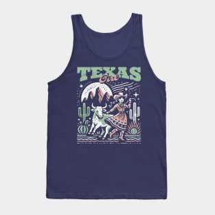 Vintage Texas Girl // Proud Texan Born and Raised // Texas Cowgirl Cactus Tank Top